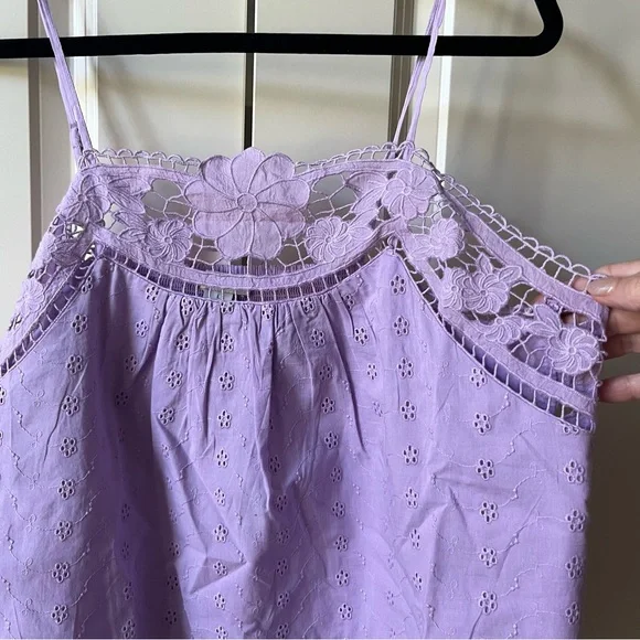 NWT Sundance Calabria Camisole Embroidered Lace Top lilac adjustable straps sz L - Picture 5 of 9